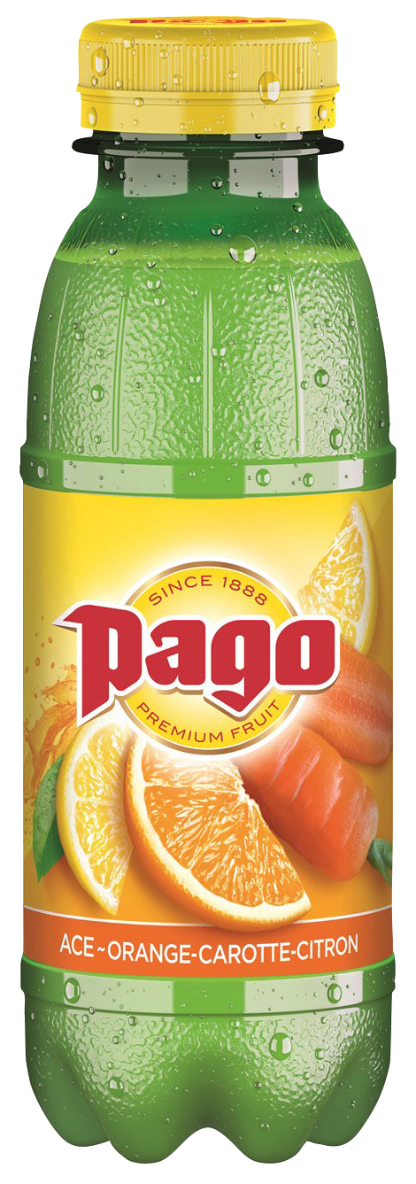 Flaska med fruktdryck från Pago